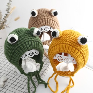 FCPH Solid color Cartoon frog knitted hat winter warm hat Skullies cap beanie for kid #9
