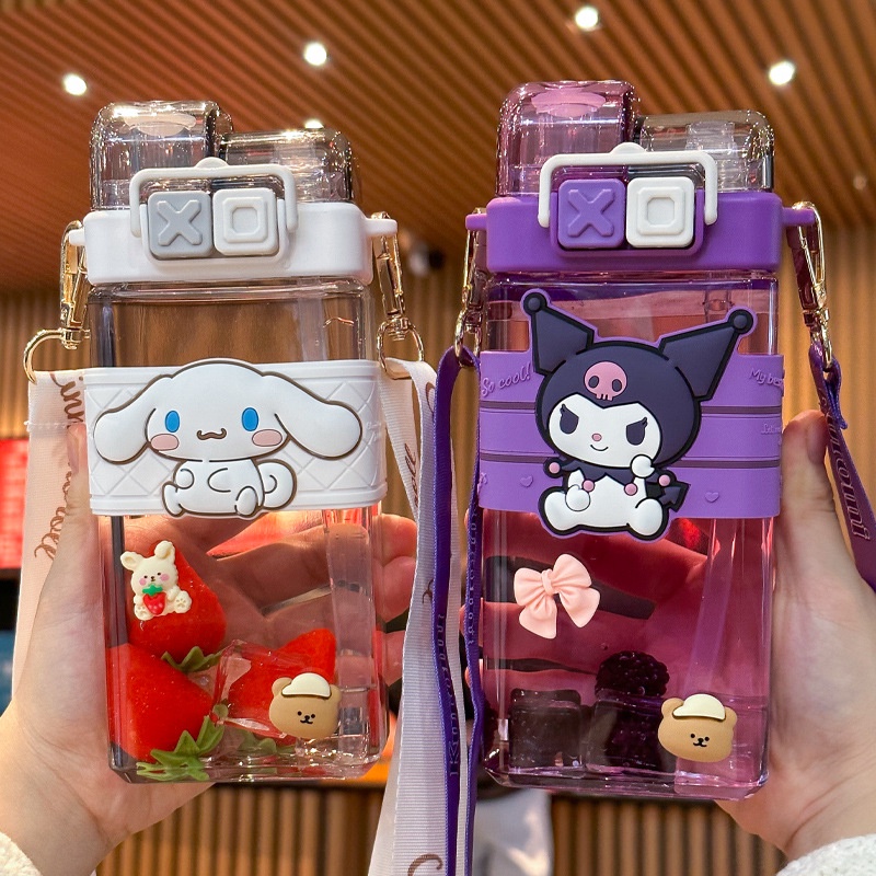 520Ml Sanrioed Kids Water Sippy Cup Anime Kuromi Cinnamoroll Melody ...