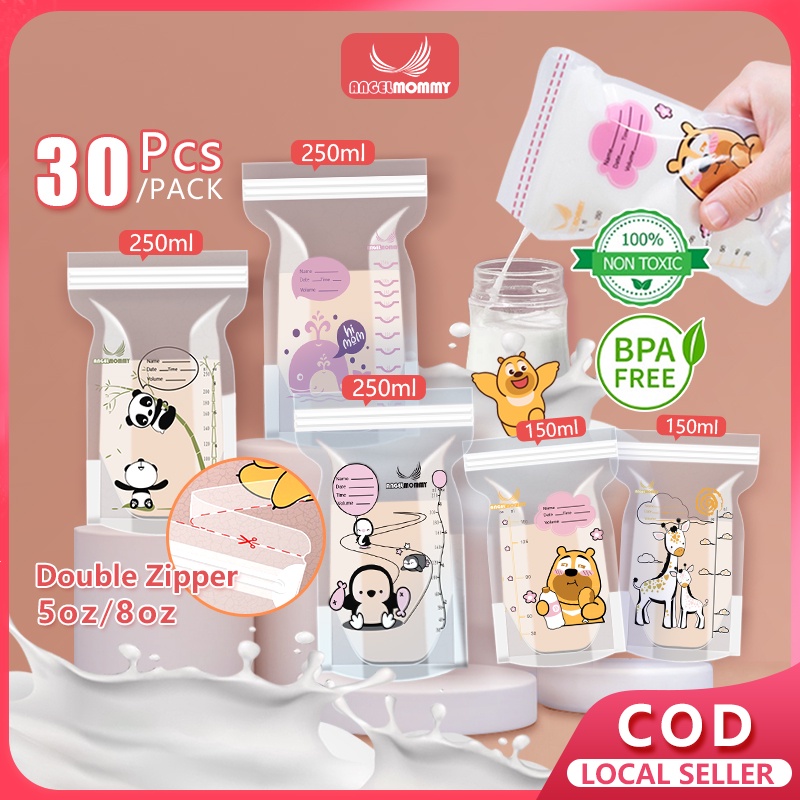 30 PCS Breastmilk Storage Bag ASI Double Lock BPA Free for baby breast ...