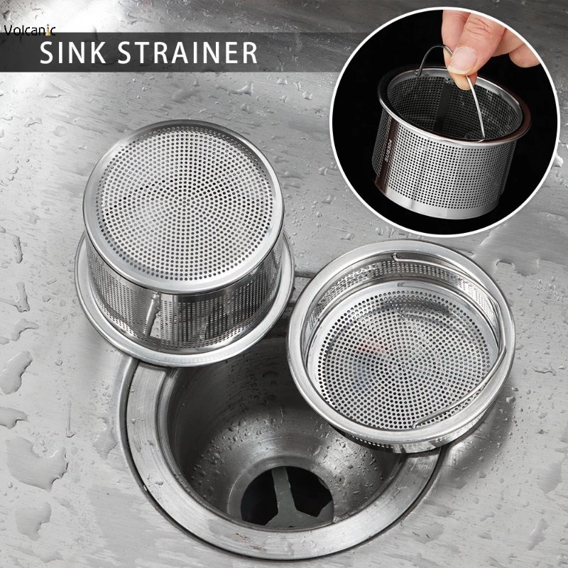 Kitchen Stainless Steel Sink Strainer Plug Dense Hole Water Basin Drain Filter Basket with