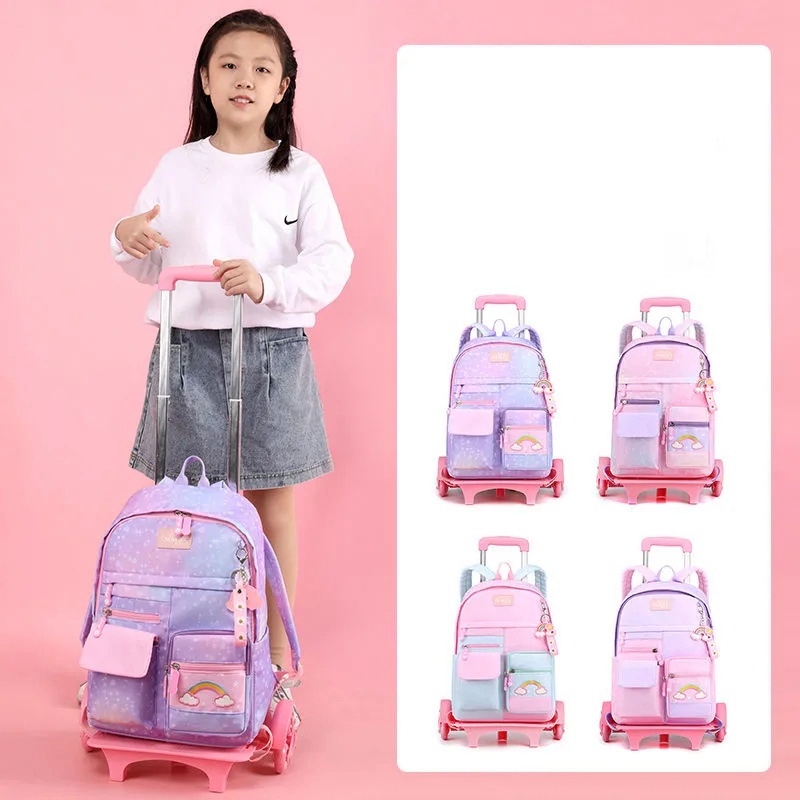 Trolley bag for kids Girls Student High Capacity Rolling school backpack wheeled bag Children Trolley Bag