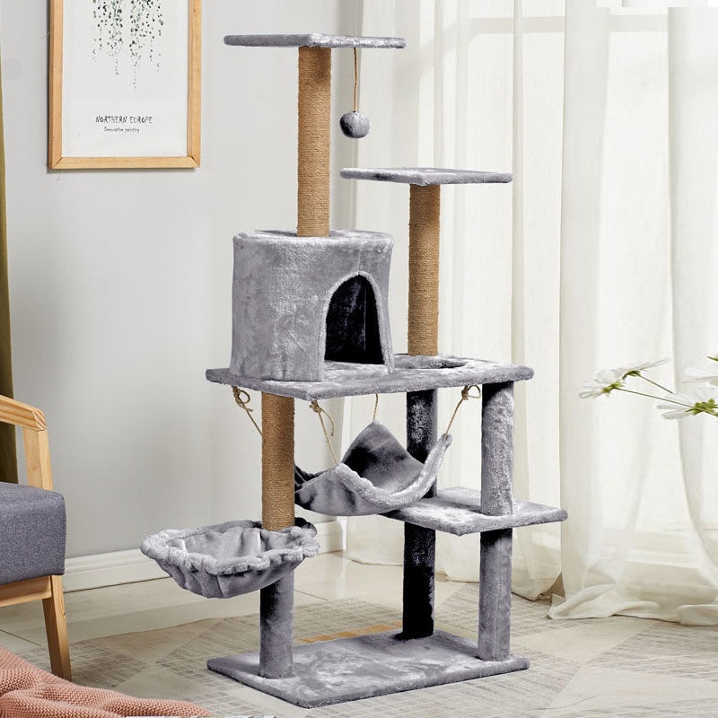Beige Large Cat Condo tower Cat House Cat Climbing Framecament Cat Climbing  Board Toy Cat HammocK #2