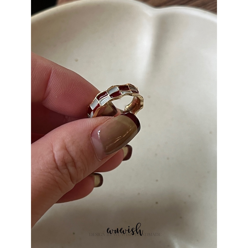 Blumen Und Gras Emaille Ring Offener Kleeblatt Ring Für Damen_voghion.com