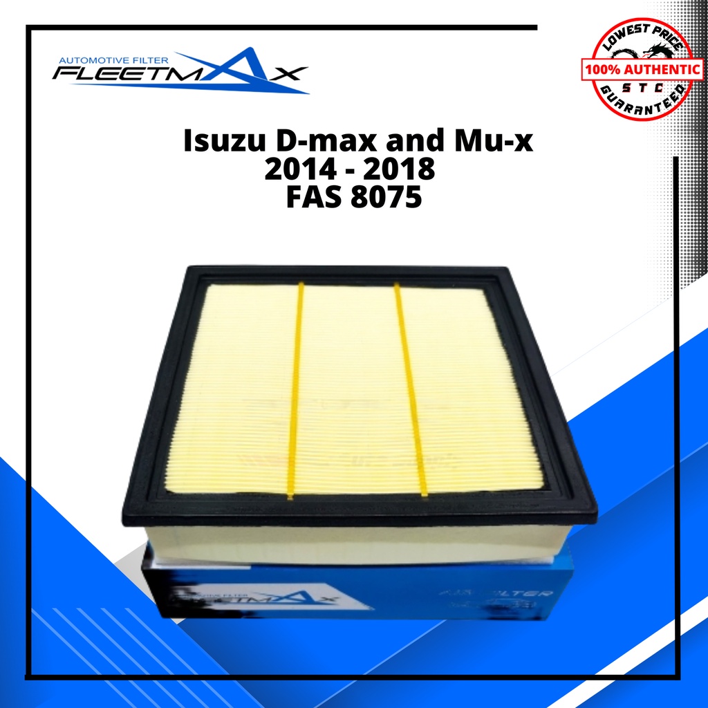 Fleetmax Air Filter for Isuzu Dmax and Mux 2014 2018 FAS 8075 Shopee Philippines