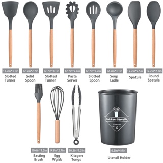 Silicone Kitchen Cooking Utensils Set 12PCS Essentials Baking Kitchen Tools Nonstick Cookware Heat #7