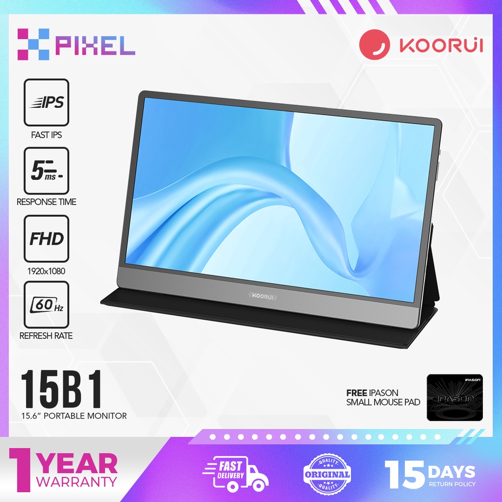 発売 KOORUI モバイルモニター 15.6インチ IPS液晶 15B1