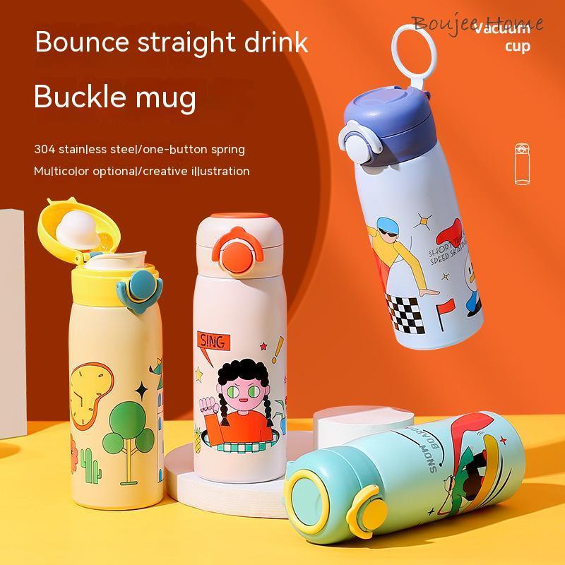 Cartoon 304 stainless steel bullet cap children's thermos cup portable