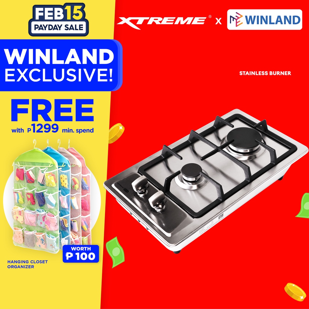 XTREME HOME by Winland 2Burner Stainless Steel Gas Hob Chinese