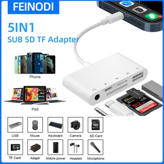 FEINODI Lightn-ng to USB3 Camera adapter,i-phone i- Pad to otg card reader/HUB,i- pad usb 3.0 flash drive/stick with charging port ,Support keyboad/mouse/u Disk/SD/TF/photo storage/date transfer, Compatible with i- Phone 14/13/12 /11Pro