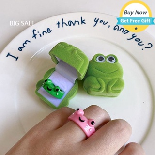 Tiktok Frog Ring Cute Frog Ring Box Couple Ring Accessories Gift