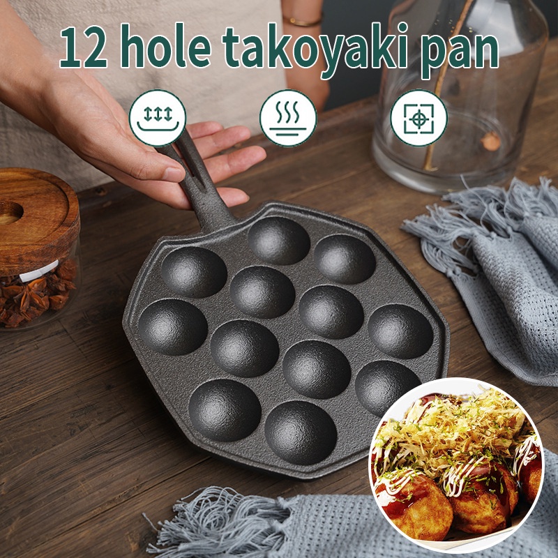 12 Holes Takoyaki Grill Pan Pancake/Octopus Ball Maker Baking Mold  Non-Stick | Shopee Philippines