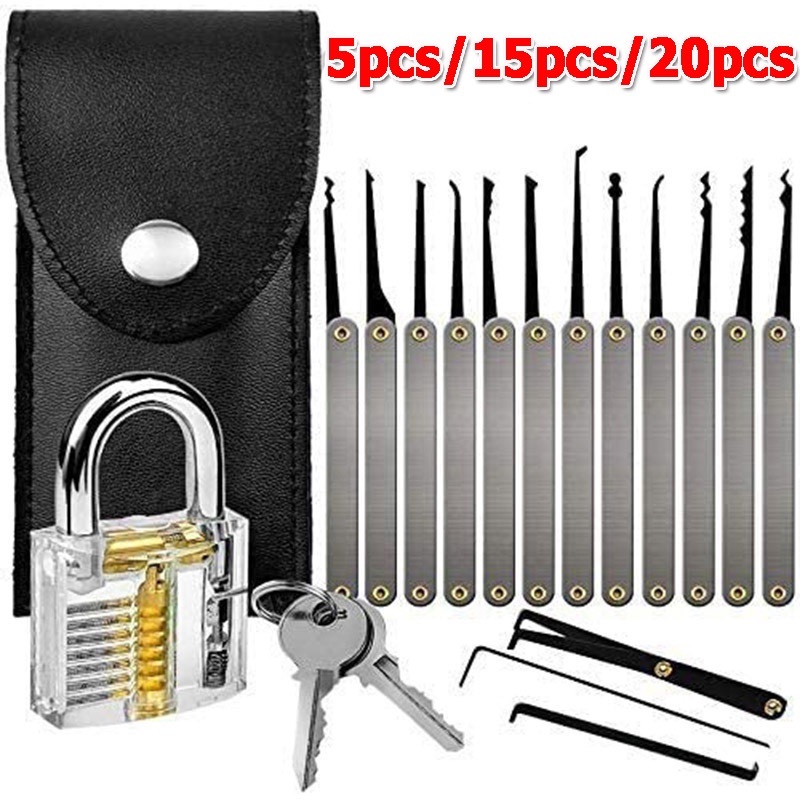 20Pcs Set Lock Lock Training Skills Practical Transparent Padlock Tools