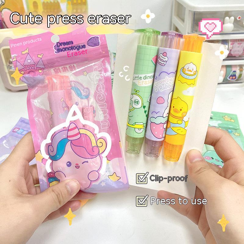 Cartoon push eraser Korean cute stationery special push 4B eraser for