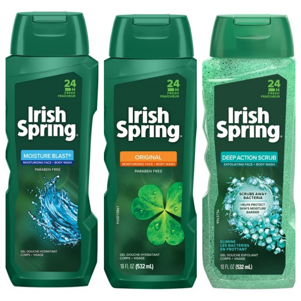 NEW IRISH SPRING Moisture Blast / Original / Deep Action Scrub Body