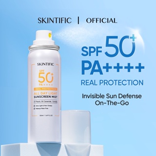 SKINTIFIC All Day Light Sunscreen Mist SPF50 PA++++ Whitening Sunblock Spray Anti UV Face/Body Spray