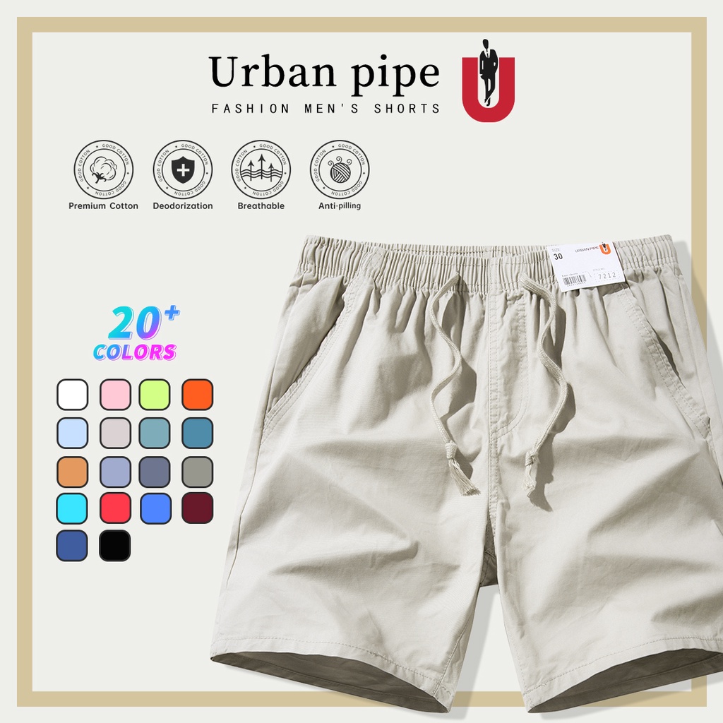 URBAN PIPE Fashionable Plain Shorts For Men Knee-Length 100% Cotton ...