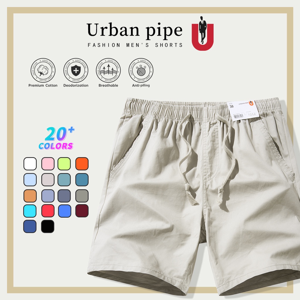 URBAN PIPE Fashionable Plain Shorts For Men KneeLength 100 Cotton