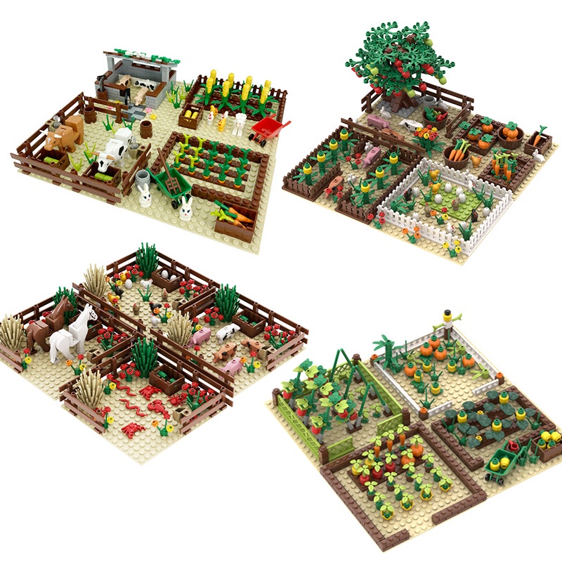 Building Blocks Farm Animals Pasture MOC Compatible Classic Bricks Kits ...