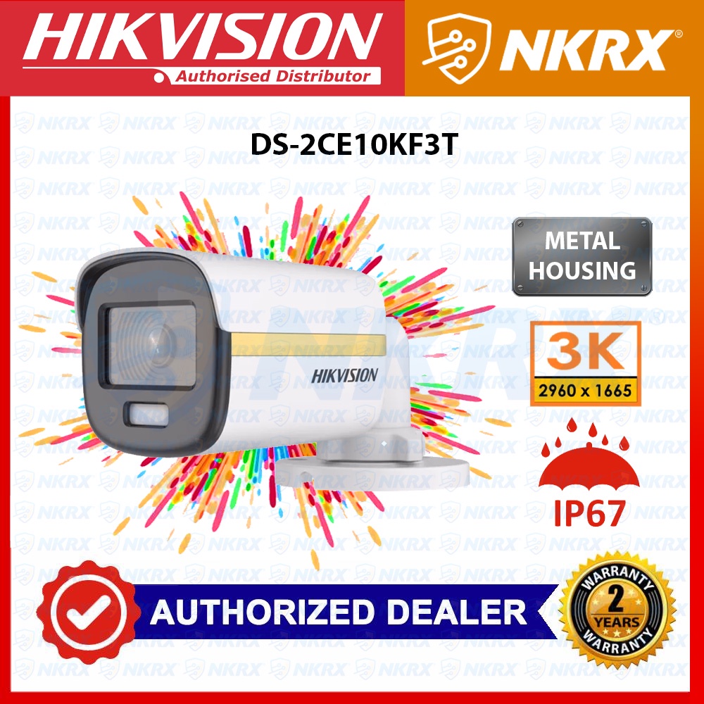 Hikvision DS2CE10KF3T 5MP 3K ColorVu Fixed Bullet Camera IP67 24/7