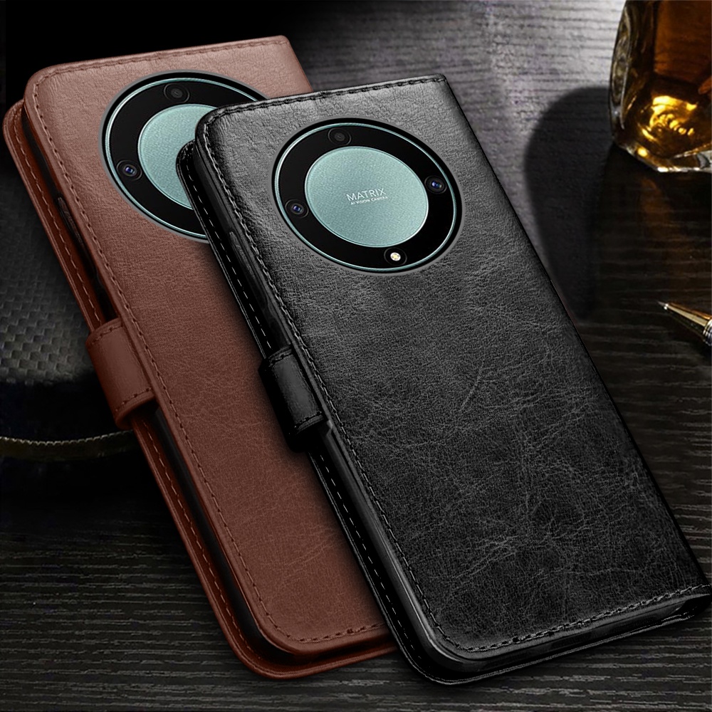 For Honor Magic5 Lite 5G Case Book Style Leather Flip Card Wallet Cover