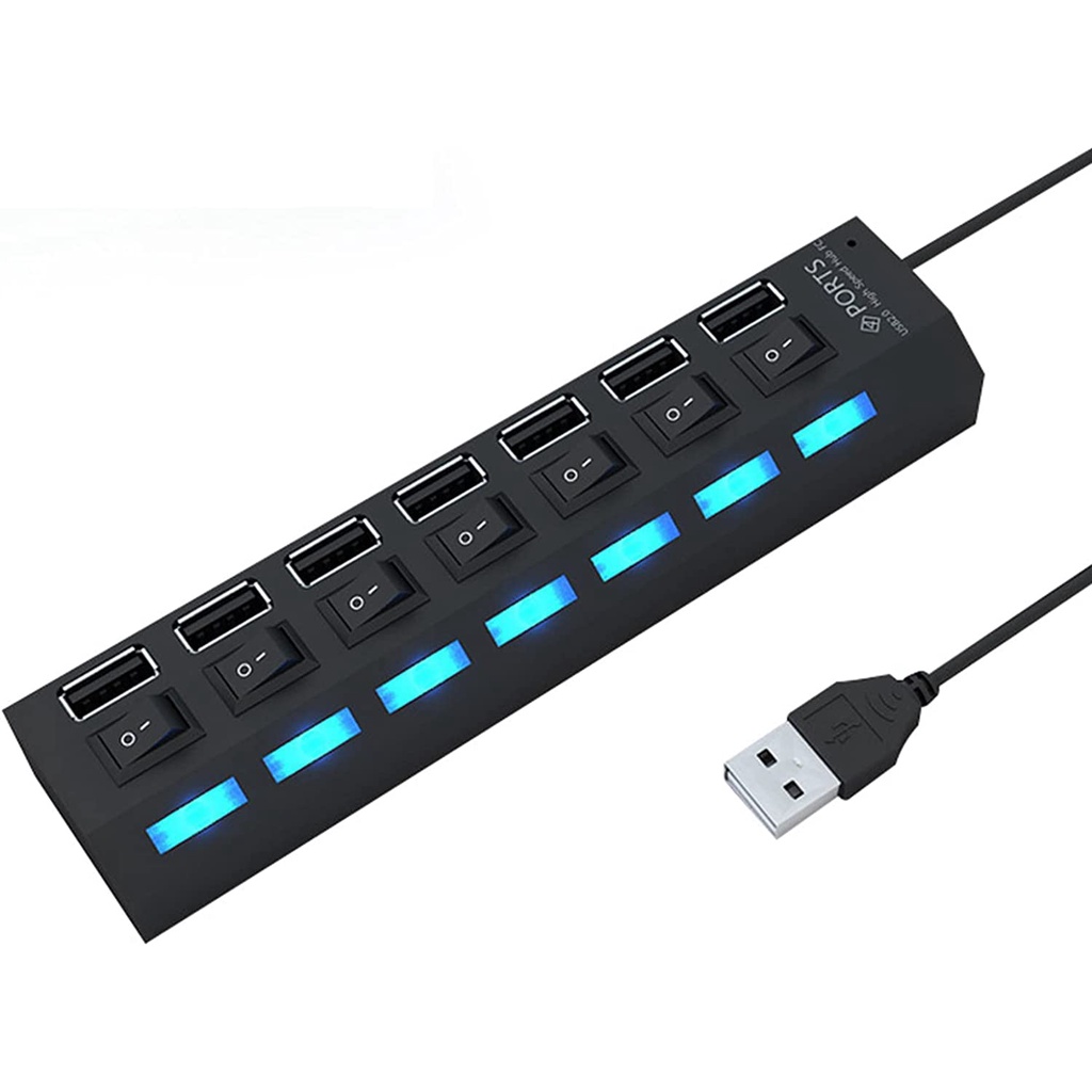 USB Splitter Multi Port USB 2.0Hub, 7 Port with Independent On/Off ...