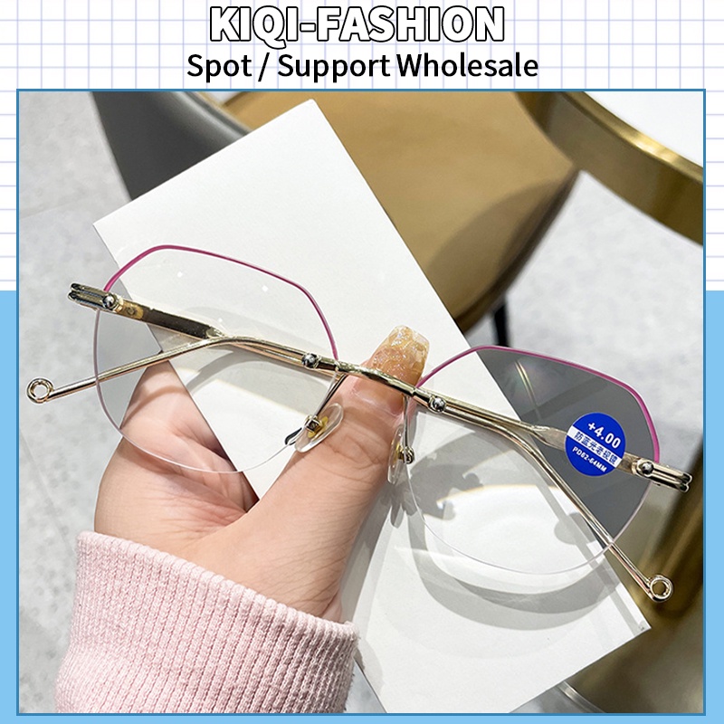 New Round Metal Rimless Reading Eyeglass Korean Fashion Women Anti