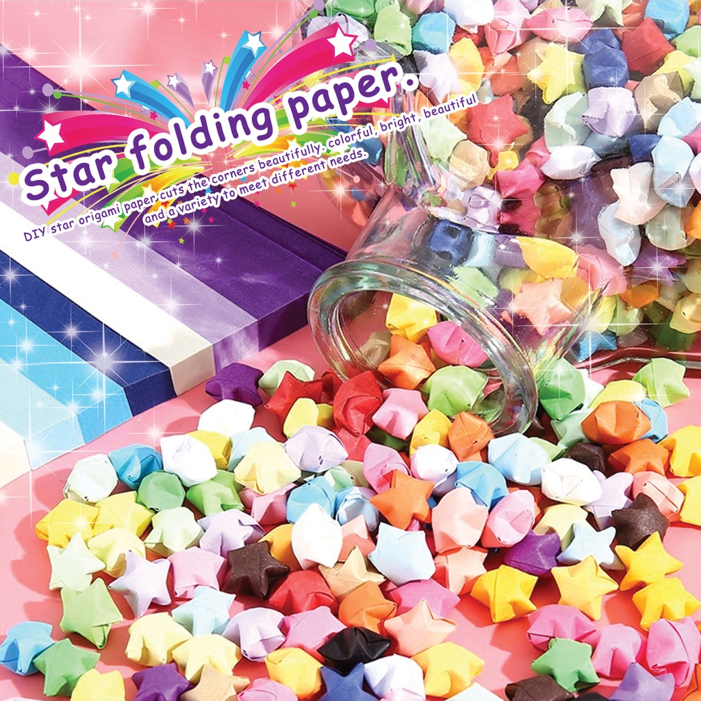 Lucky Star Origami Paper Strips, Mixed Color DIY Handmade Folding Star Paper Craft Paper Home