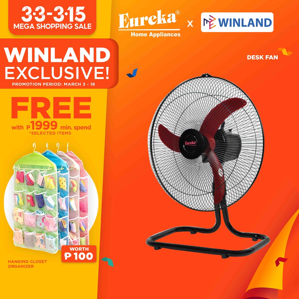 EUREKA by Winland 18" Industrial Floor Fan Electric Fan 70w EIFF18B Shopee Philippines