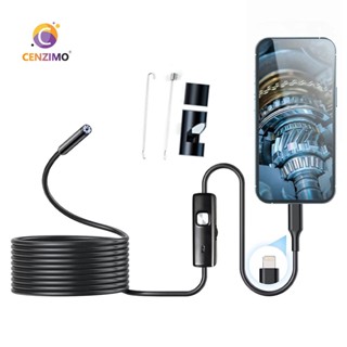 CENZIMO Endoscope Camera with Light 1280P HD Borescope with 8 Adjustable LED Lights Endoscope with 16.4ft Semi-Rigid Snake Cable, 7.9mm IP67 Waterproof Inspection Camera for ISO