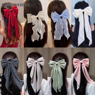 Korea Big Bow Floral Long Ribbon Hairpin Headband Back Head Hair Clip Women Fashion Hair Accessories fashionzone