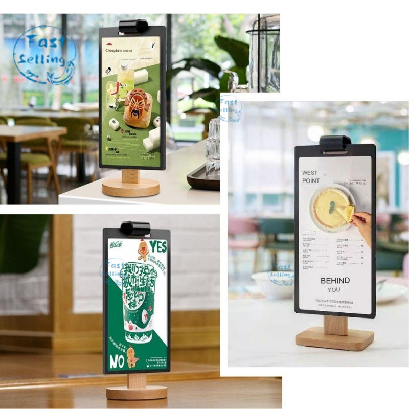 Flip Menu Rack Wooden Flip a4 Display Card Table Card a5 Three-Sided ...