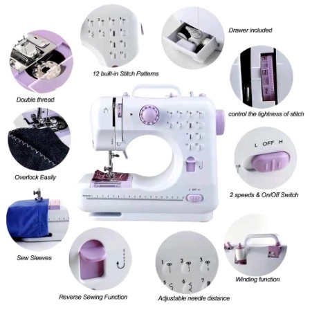 Portable Sewing Machine FHSM 505A Pro Upgraded 12 Stitches Sewing Portable Mini Sewing Machine - Image 5