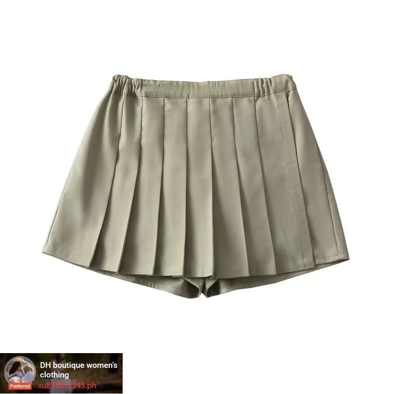 2023 ins Korean version elastic waist pure desire style hot girl basic style pleated skirt