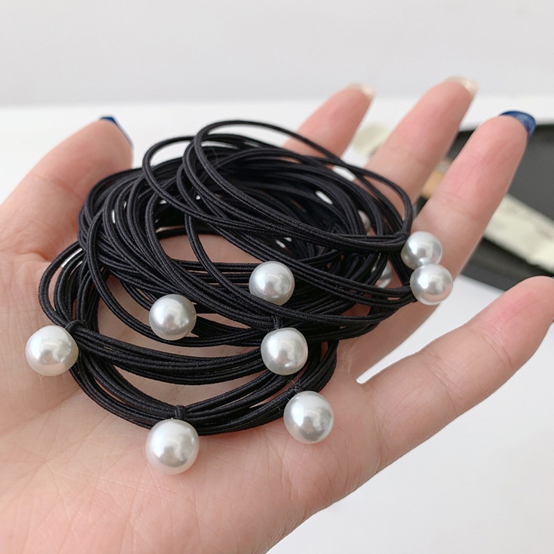 Headdress Ponytail Holder Hair Rope Elastic Rubber Band Pearl Scrunchie Accessories Simple Elegant Women 5Pcs/Set Hair Rings