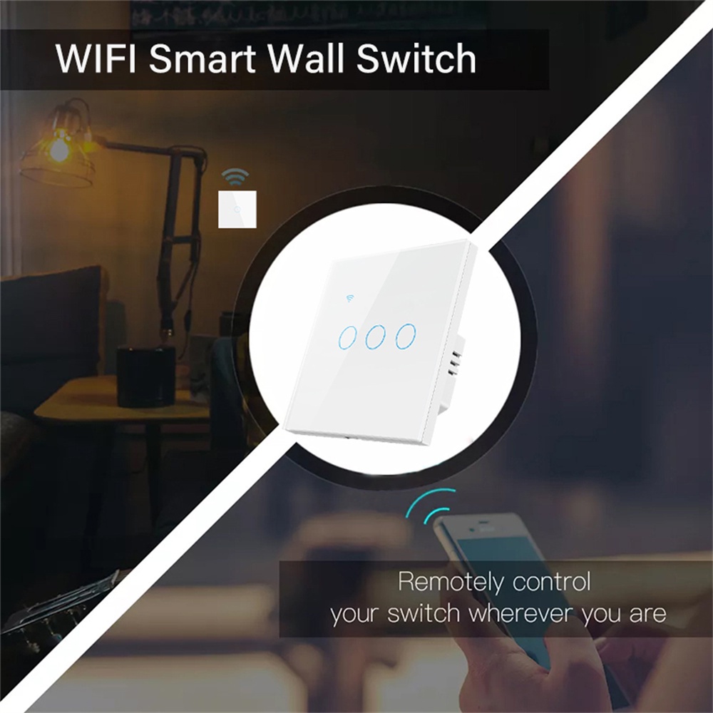 Smart Home Automation Smart Touch Switch Wifi 1/2/3/4gang Tuya Neutral Wire Switch For Alexa And Google Home Wireless Remote Control Wall Panel Smart Life App — view 5