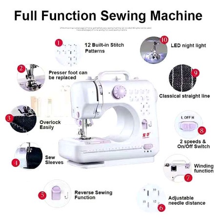 Portable Sewing Machine FHSM 505A Pro Upgraded 12 Stitches Sewing Portable Mini Sewing Machine - Image 3