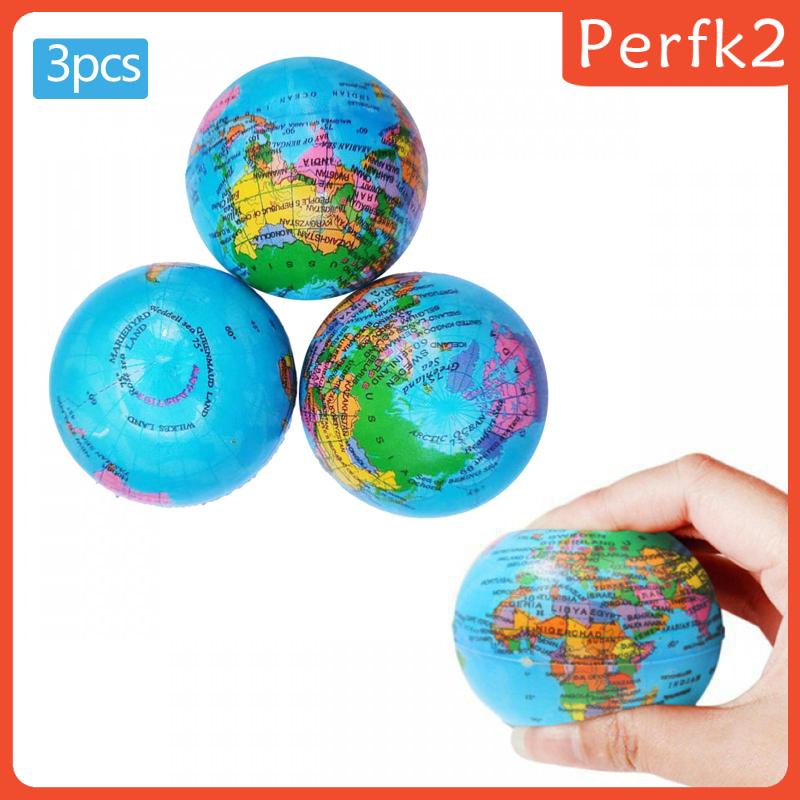 [Perfk2] 3 Pieces Squeezable Foam Ball World Maps Sensory Game Balls ...