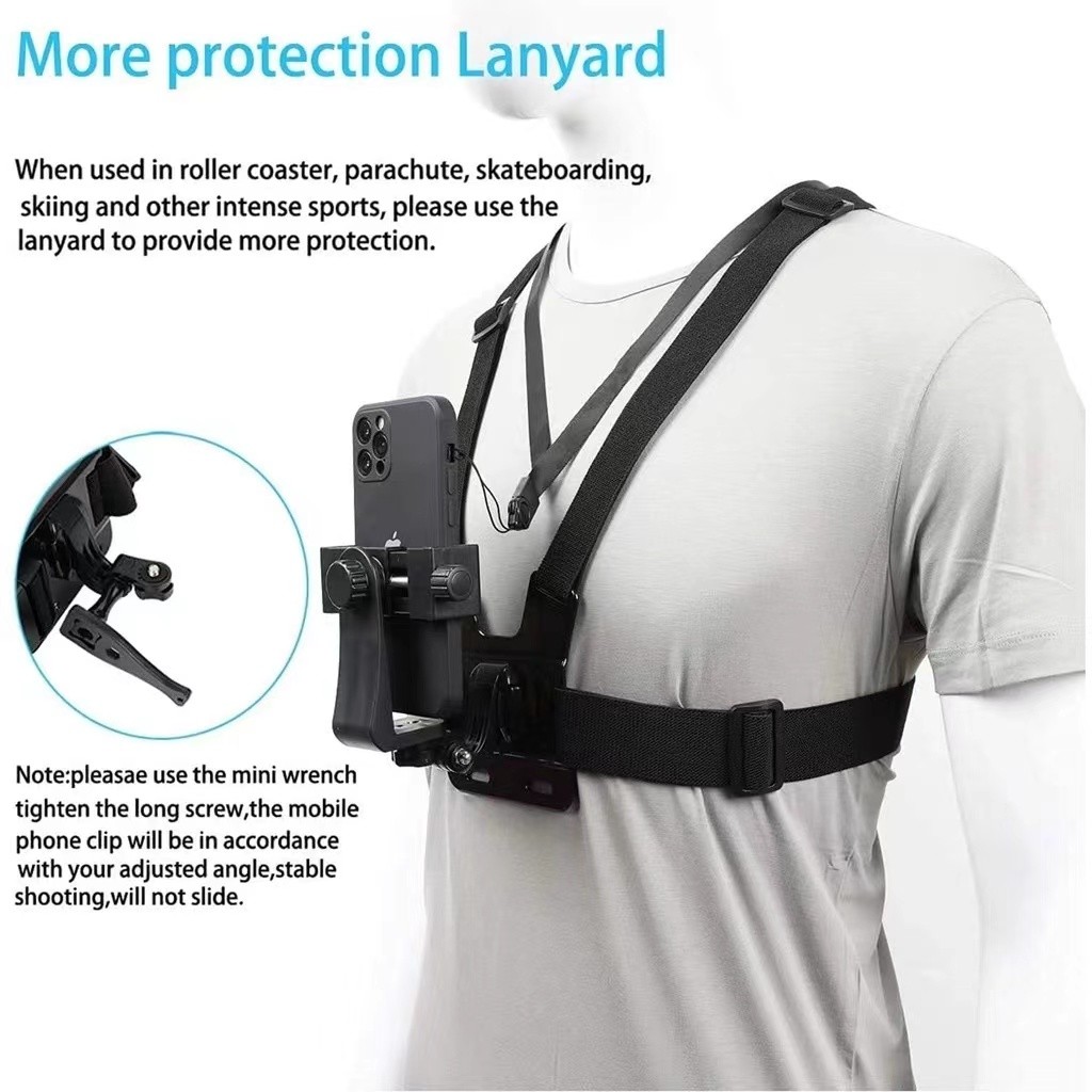 Phone Chest Strap Mount GoPro Chest Harness Holder for VLOG/POV Chest Mount for cellphone — view 8