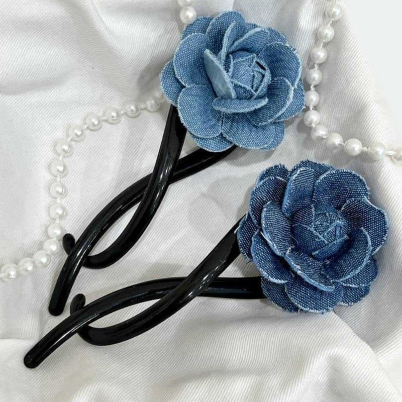 HL Unique Hair Claw Clip Large Blue Hair Claw Hair Adornment Lovely Rose Hair Claw Clip Hair Ornamentation