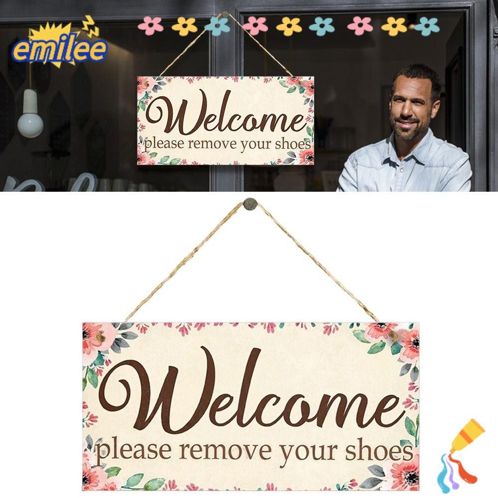EMILEE Door Sign, Wood Please Remove Your Shoes Hotel Bulletin Board ...