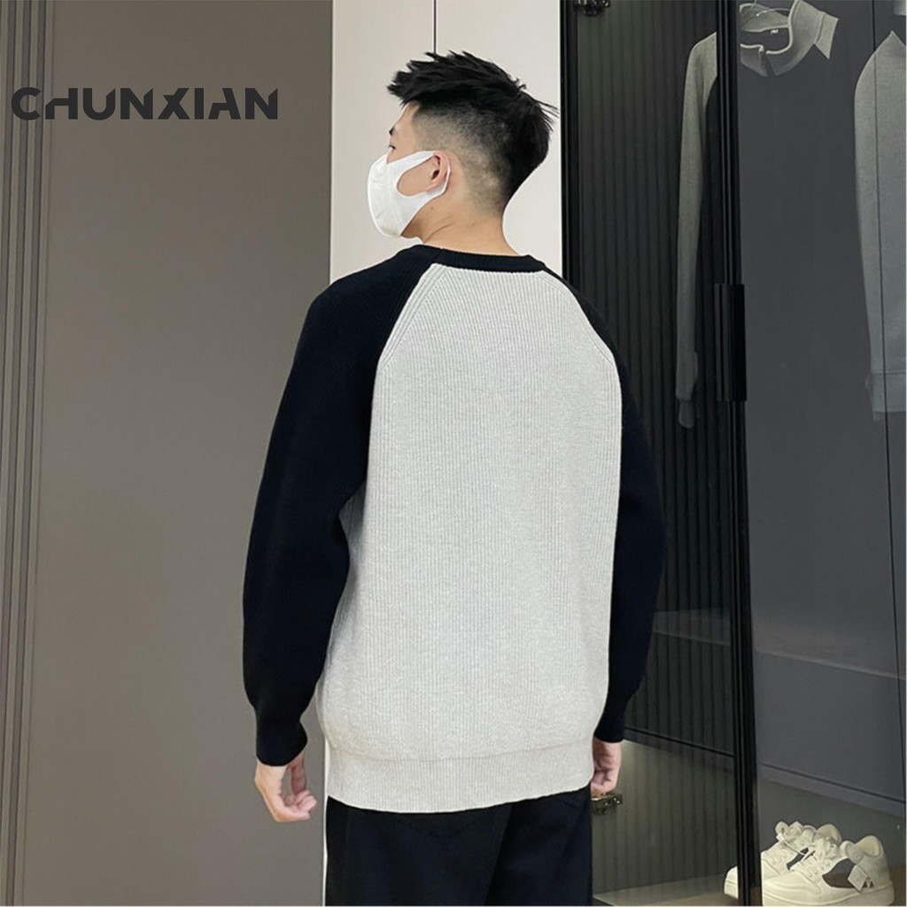 2024 Autumn Fashion Trend Colored Casual Warm Round Neck Knitted Sweater For Men