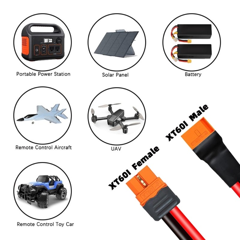 EC XT60i Extension Cable Male to Female Connector Power Solution for Remote — view 2