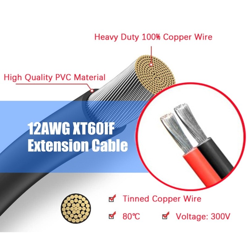 EC XT60i Extension Cable Male to Female Connector Power Solution for Remote — view 8