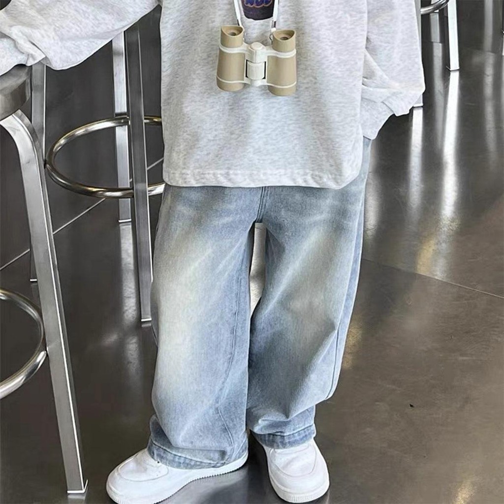 【Sweet Kids】4-14 Years Boy Jeans For Kids Korean Style Fashion Wide Leg Baggy Pants Straight Trouser - Image 7