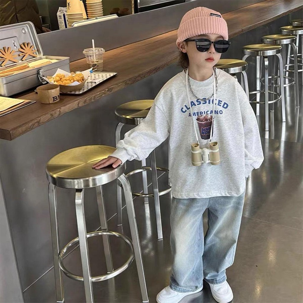 【Sweet Kids】4-14 Years Boy Jeans For Kids Korean Style Fashion Wide Leg Baggy Pants Straight Trouser - Image 2