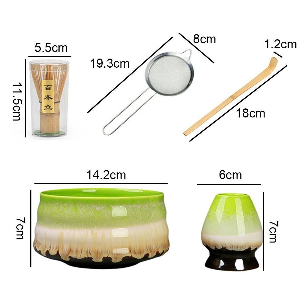 GLORYSUNY 5PCS Japanese Matcha Whisk, Bamboo Ceramic Reusable Matcha Tea Set, Traditional Japanese Chasen Tea-making Tools - Image 4