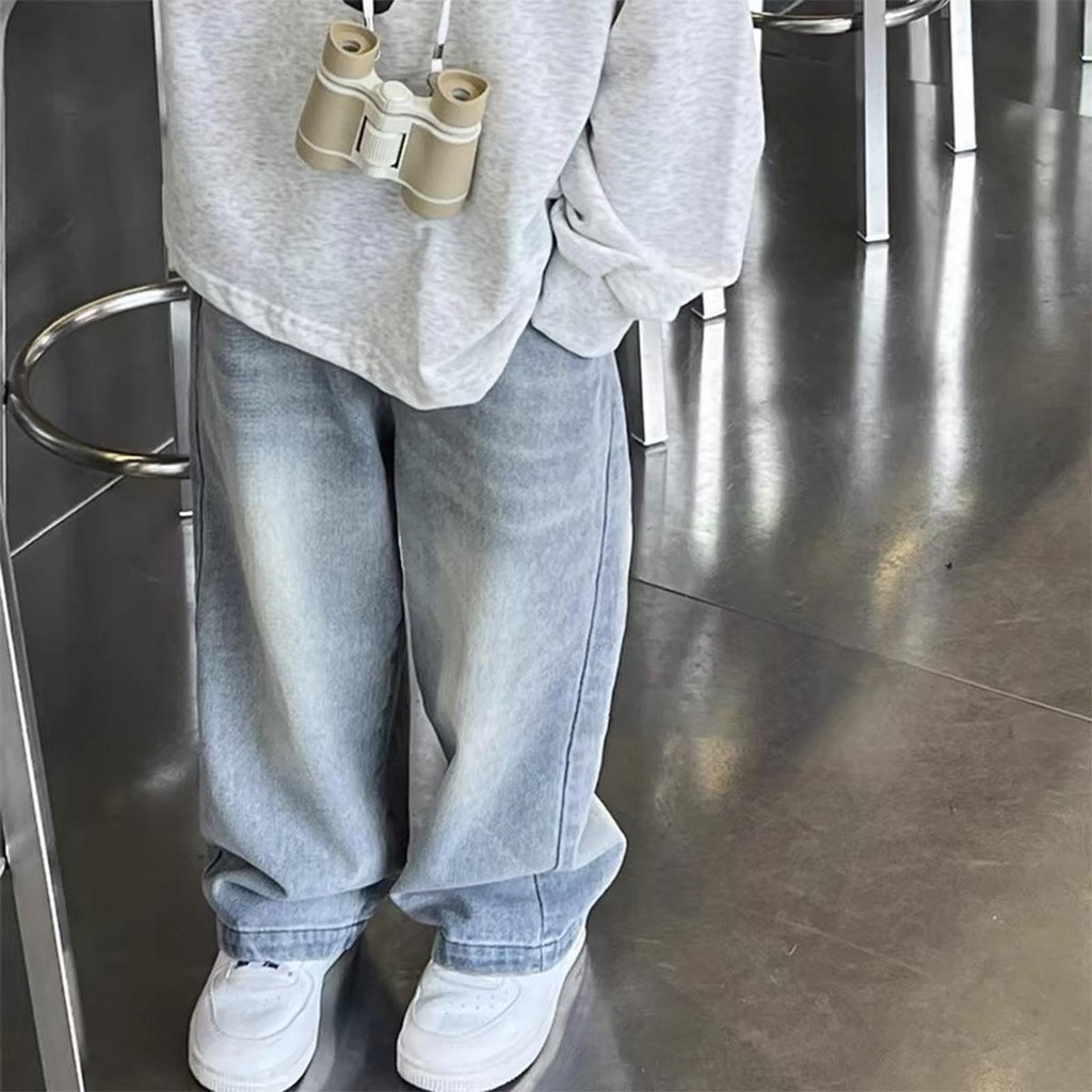 【Sweet Kids】4-14 Years Boy Jeans For Kids Korean Style Fashion Wide Leg Baggy Pants Straight Trouser - Image 6