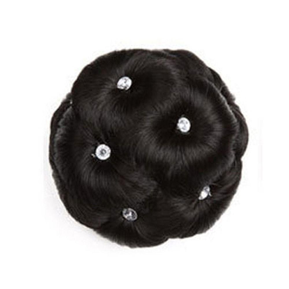 IVANES Nine flowers Chignon, Fake Hair Natural Crystal Synthetic Bun, Trendy Donut Bun Scrunchie Hair Extension Curly Chignon Women