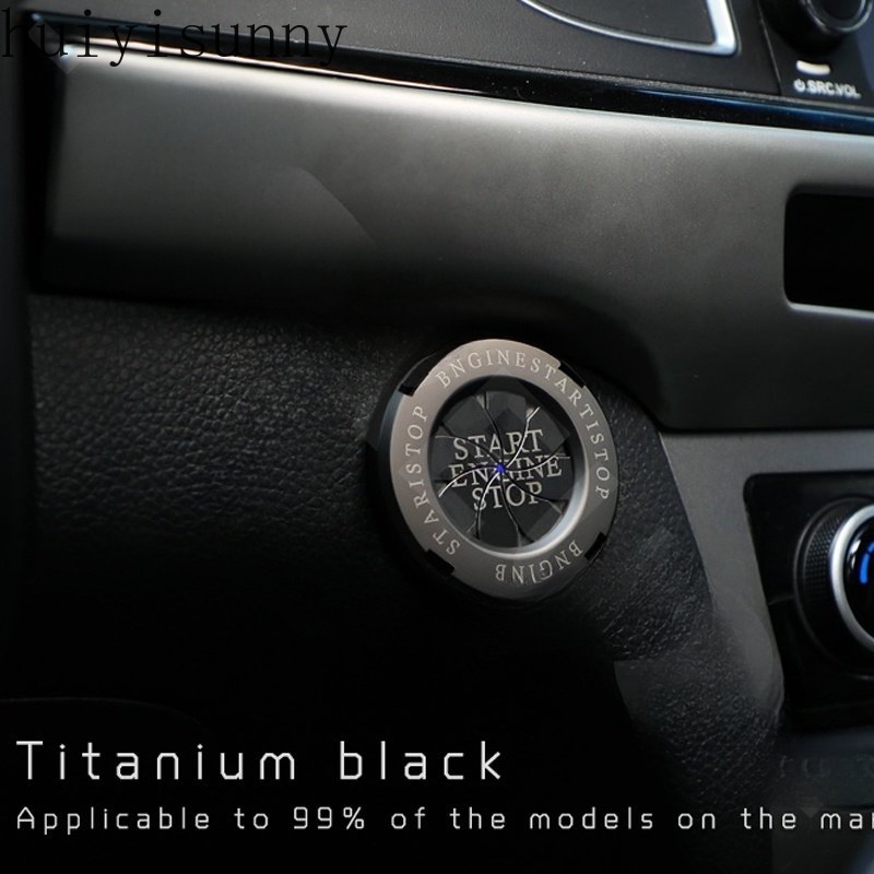 HYS [35+logo] Car engine start button metal cover rotates Press the ...