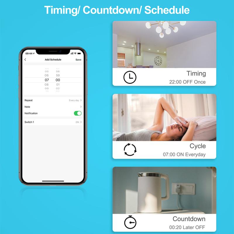HOT Tuya WiFi Mini Smart Switch 16A 2 Way Control Smart Home Automation Module Power Switch Timer Work with Alexa Google Home Alice Smart Life — view 6